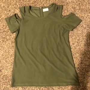 Women’s Olive Green Cold Shoulder Top
